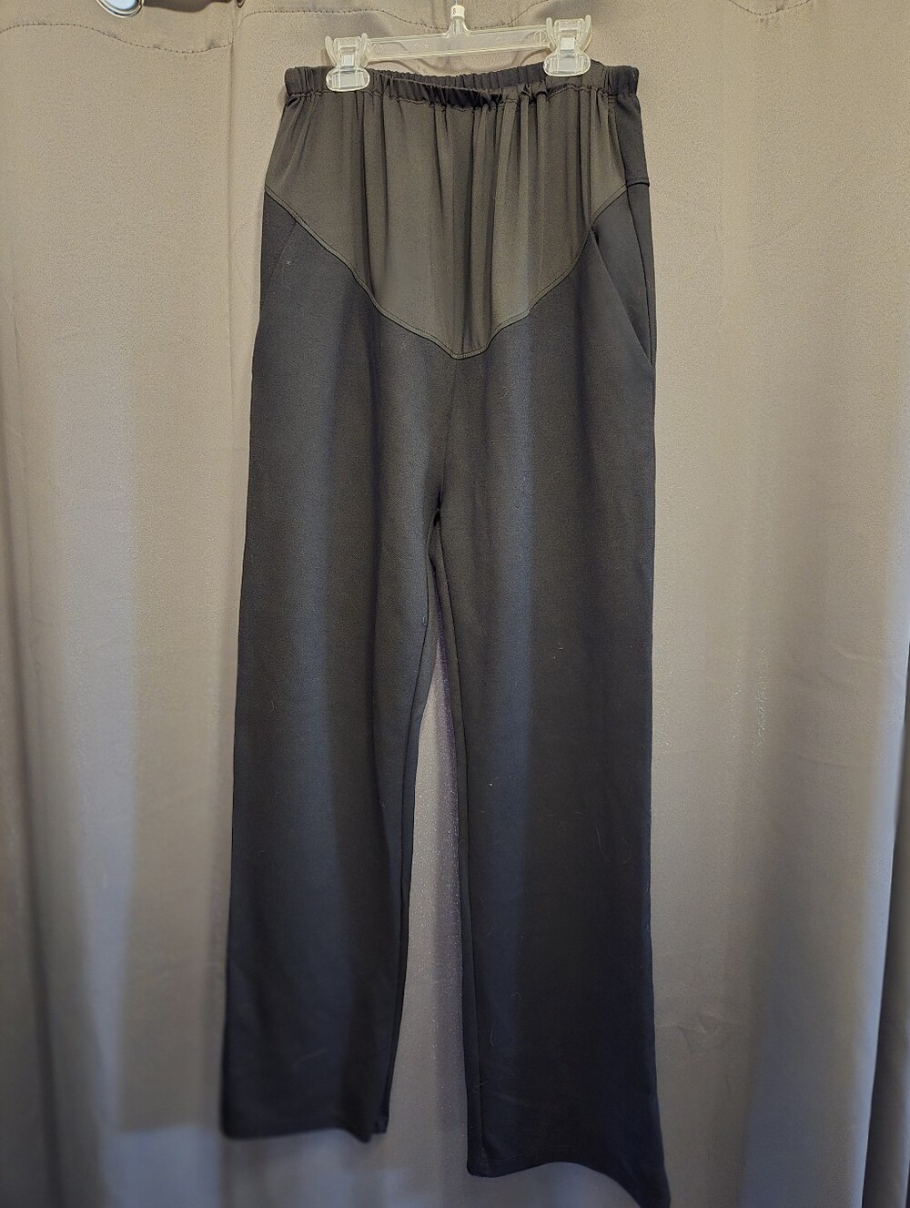 Women's Maternity Black Wide-Leg Pull-On Pants